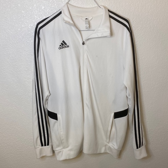 Large white with black stripe adidas track suit top. - Picture 1 of 4